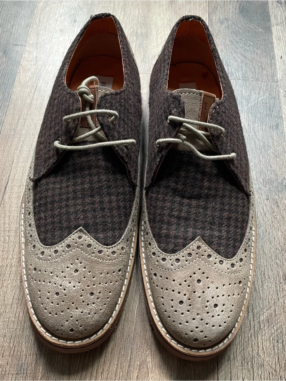 Ben Sherman Brown Houndstooth & Tan Wingtip Derby
